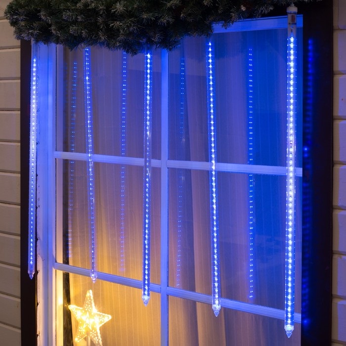 Светодиодная сосулька уличная "Тающая" 1 м, d=3 см, вилка, LED-60-220V, свечение синее 678886