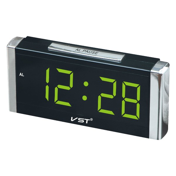 часы настольные VST-731T-2 зелёные цифры (говорящие)