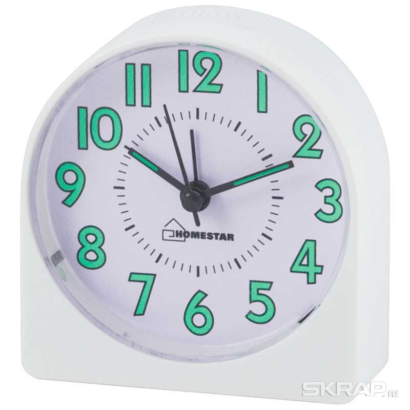 Часы будильник HOMESTAR HC-05 белый,.р.9,6*4*10,2 см