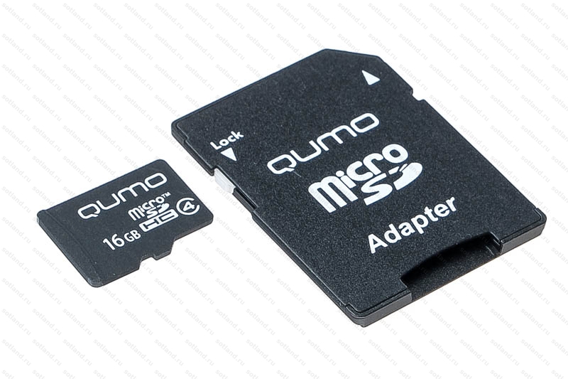 Пам.MicroSDHC,16Gb QUMO (Class 4) + переходник SD, бело-зелёная картон упаковка