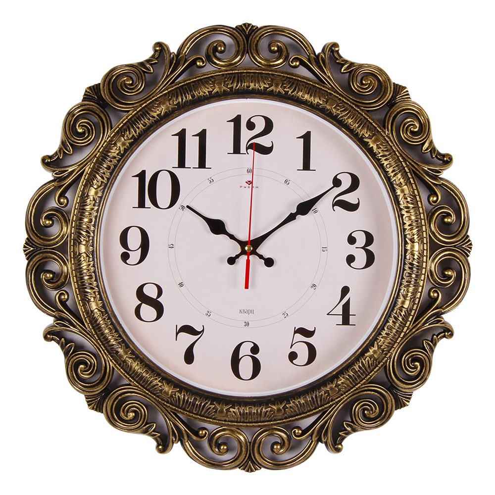 Часы настенные СН 4126 - 007 круг ажурный d=40,5см, корпус черный с золотом "Классика" (5)
