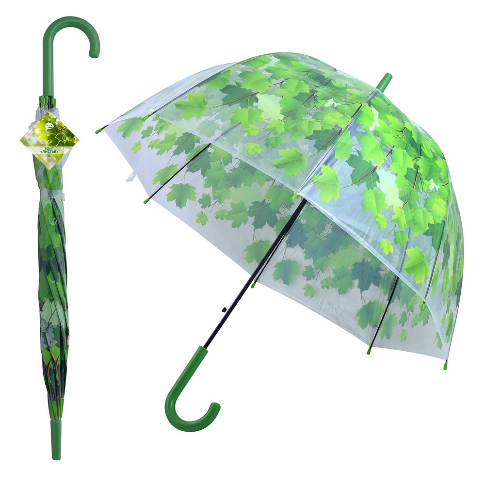Зонт "Зеленые Листья" (полуавтомат) D80cм SU24-12