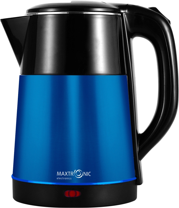 Чайник MAXTRONIC MAX-602 синий, чёрн (2,2л, двойн стенки, колба нерж, диск 1,8кВт) 12/уп