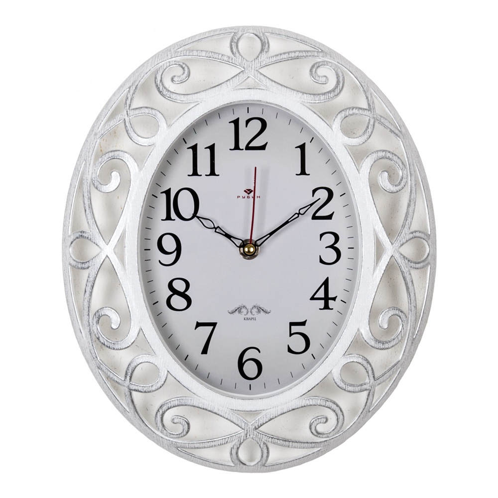 Часы настенные СН 3126 - 001 Классика овал белый с серебром  31х26см  (10)