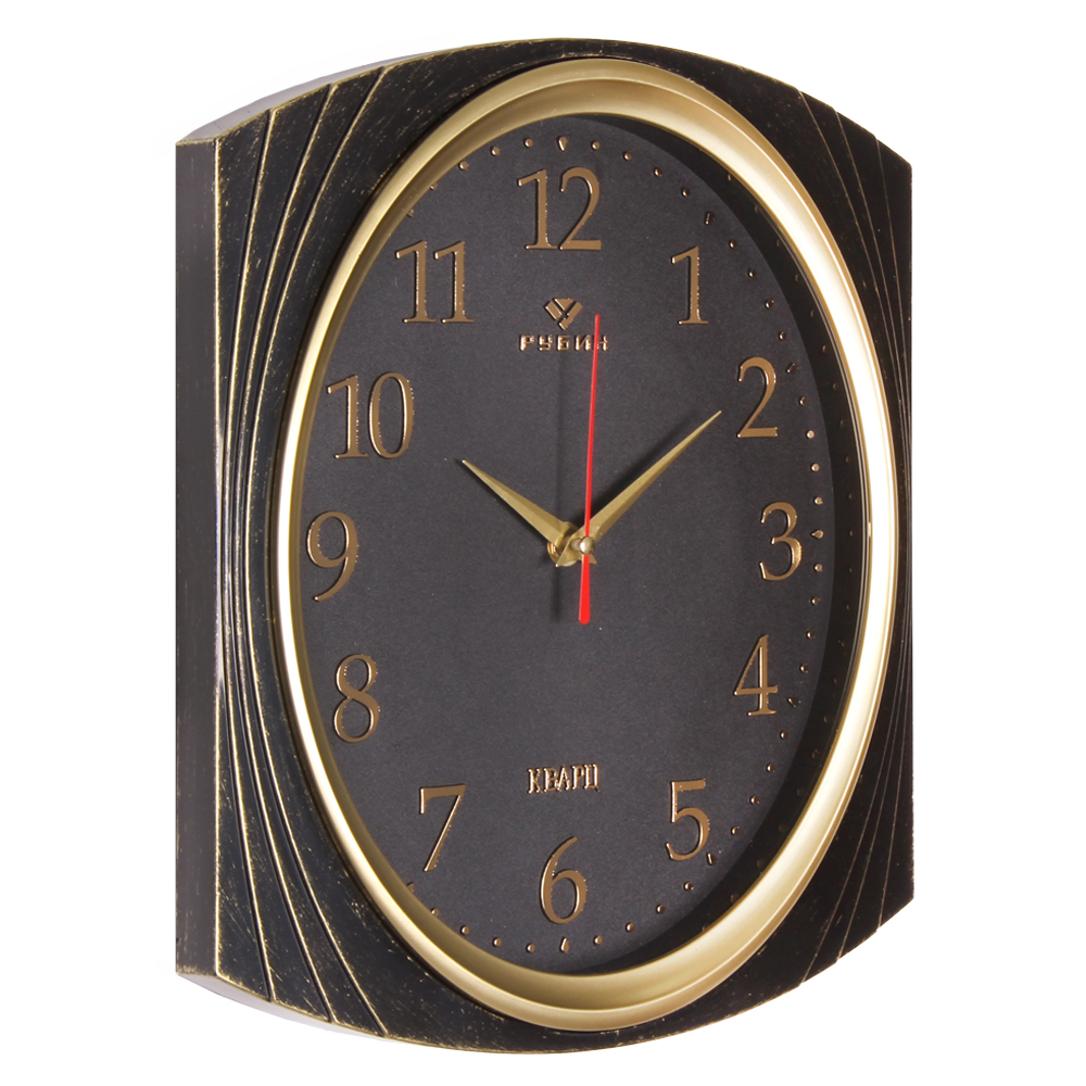 Часы настенные СН 2832 - 001 прямоуг 27,5х31,5 см, корпус черный с золотом "Классика" (10)