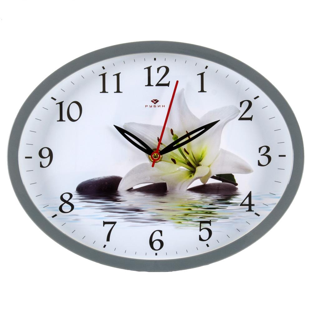 Часы настенные СН 2720 - 112 серый овал Лилия в воде (22,5х29) (10)