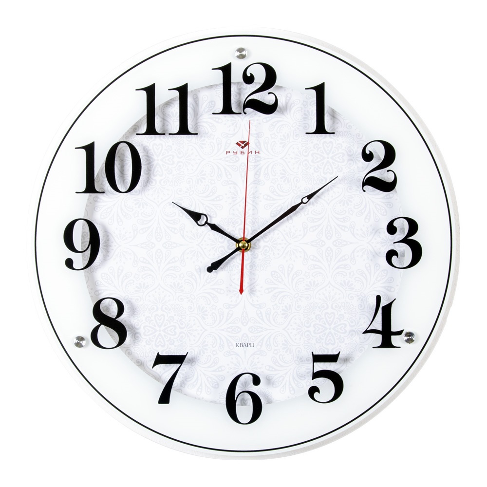 Часы настенные СН 4040 - 1243W белый Классика  с узором круг (39см (5)