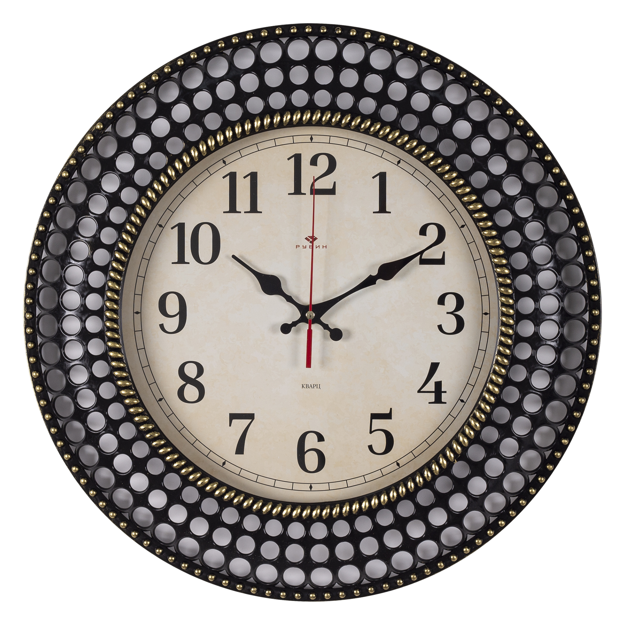 Часы настенные СН 4027 - 001 круг d=40 см, корпус чёрный с золотом "Классика"