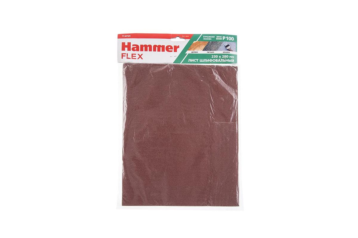Шлиф-шкурка Hammer Flex  230x280мм, P100 (5шт), тканевая основа