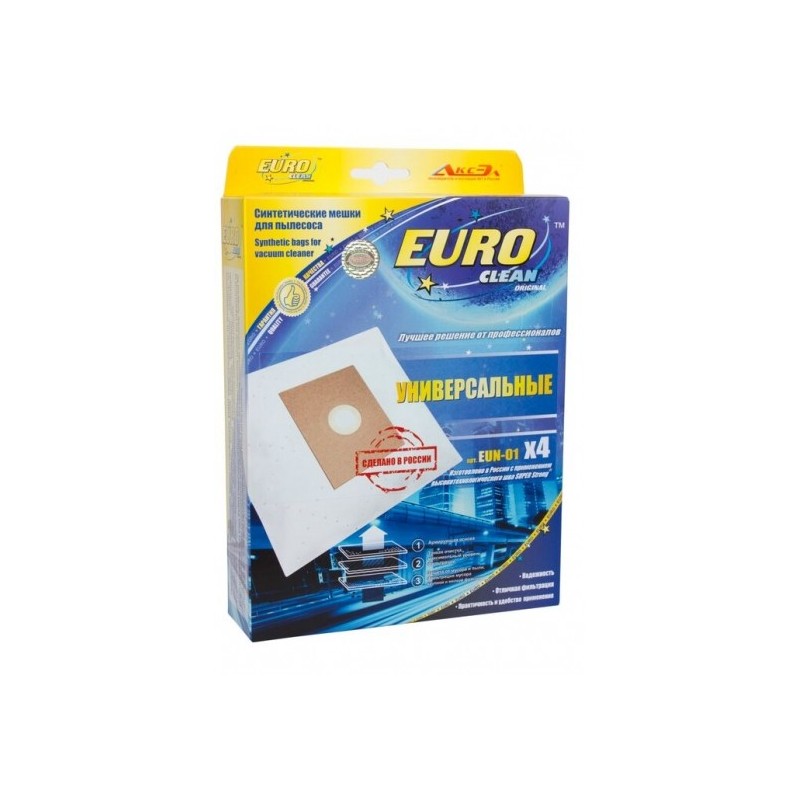 Euro clean EUN-01/4 синтетические пылесборники 4 шт. (универсальный для всех типов пылесосов)