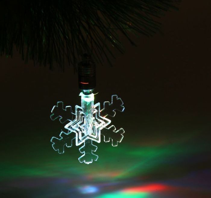 Подвеска световая "Снежинка малая" (батарейки в комплекте) 1 LED, RGB (1077312)