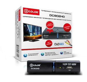 Цифровая TV приставка (DVB-T2) D-Color DC902HD (HDMI, USB, RCA)