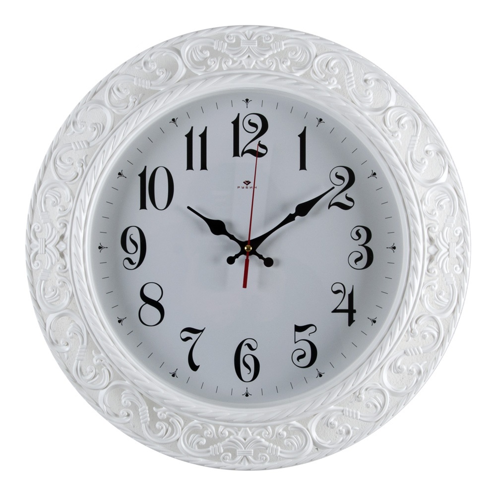 Часы настенные СН 4051 - 103W белый с узором Классика круглые 39,5см (5)