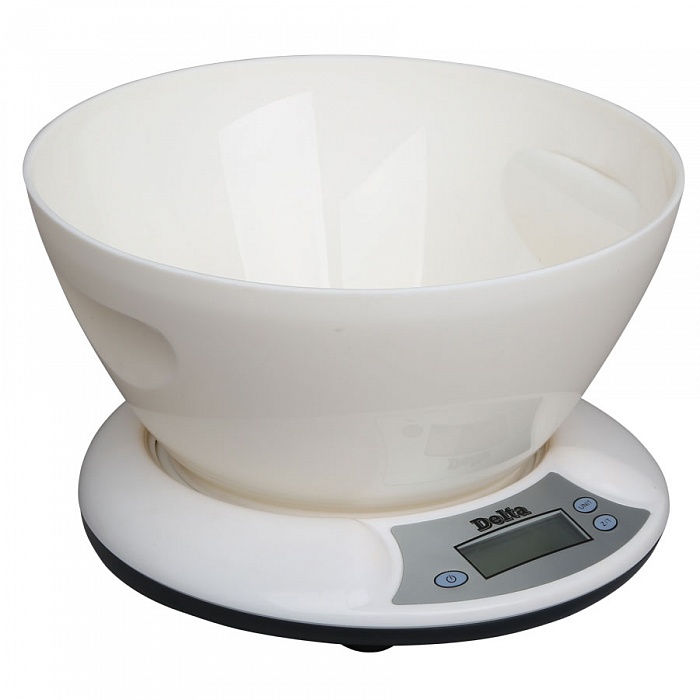 Весы кухонные DELTA КСЕ-01 белый (5кг, функция сброса веса тары, автоотключение, эл.питание) 12/уп