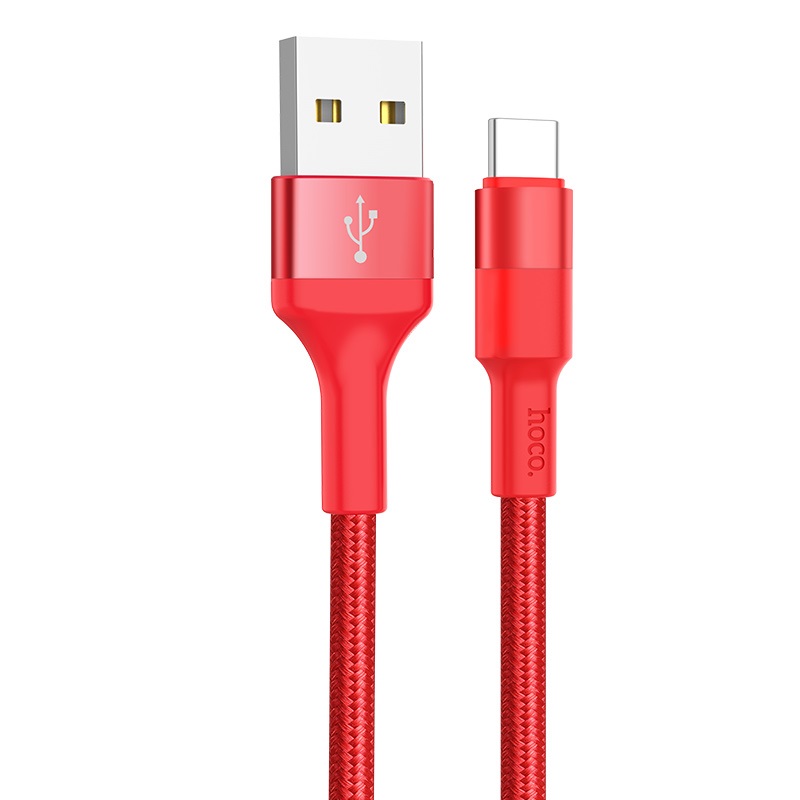 Кабель USB - TYPE C  HOCO X26 Красный, нейлон, (2A , 1м)