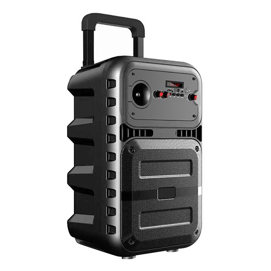 Активная напольная акустика JBK-0808 (чемодан, 15Вт, USB/FM/TF/MIC-6.3мм, караоке, акк, ду)