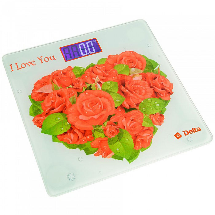 Весы напольные DELTA D-9217 "Розы для любимой"  (электронные, стекл, до 150 кг) 6/уп