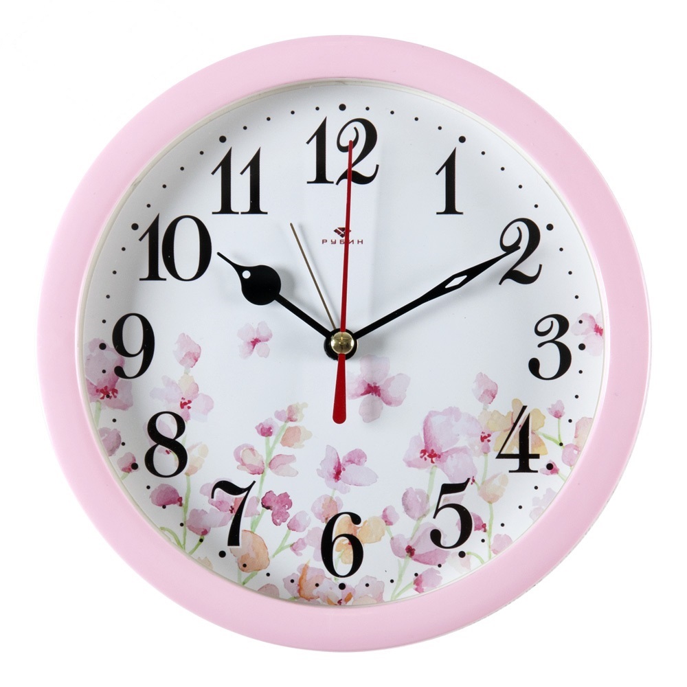 Часы будильник  B4-010 (диам 15 см) розовый "Легкого пробуждения"