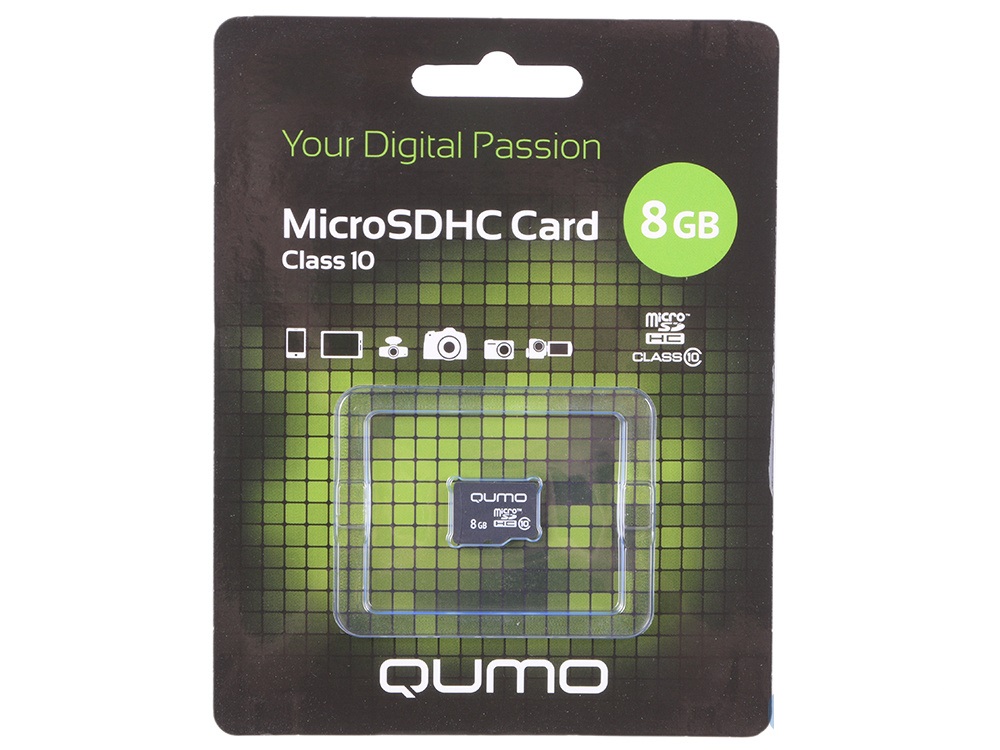 Пам.MicroSDHC, 8Gb QUMO (Class 10) без переходника SD