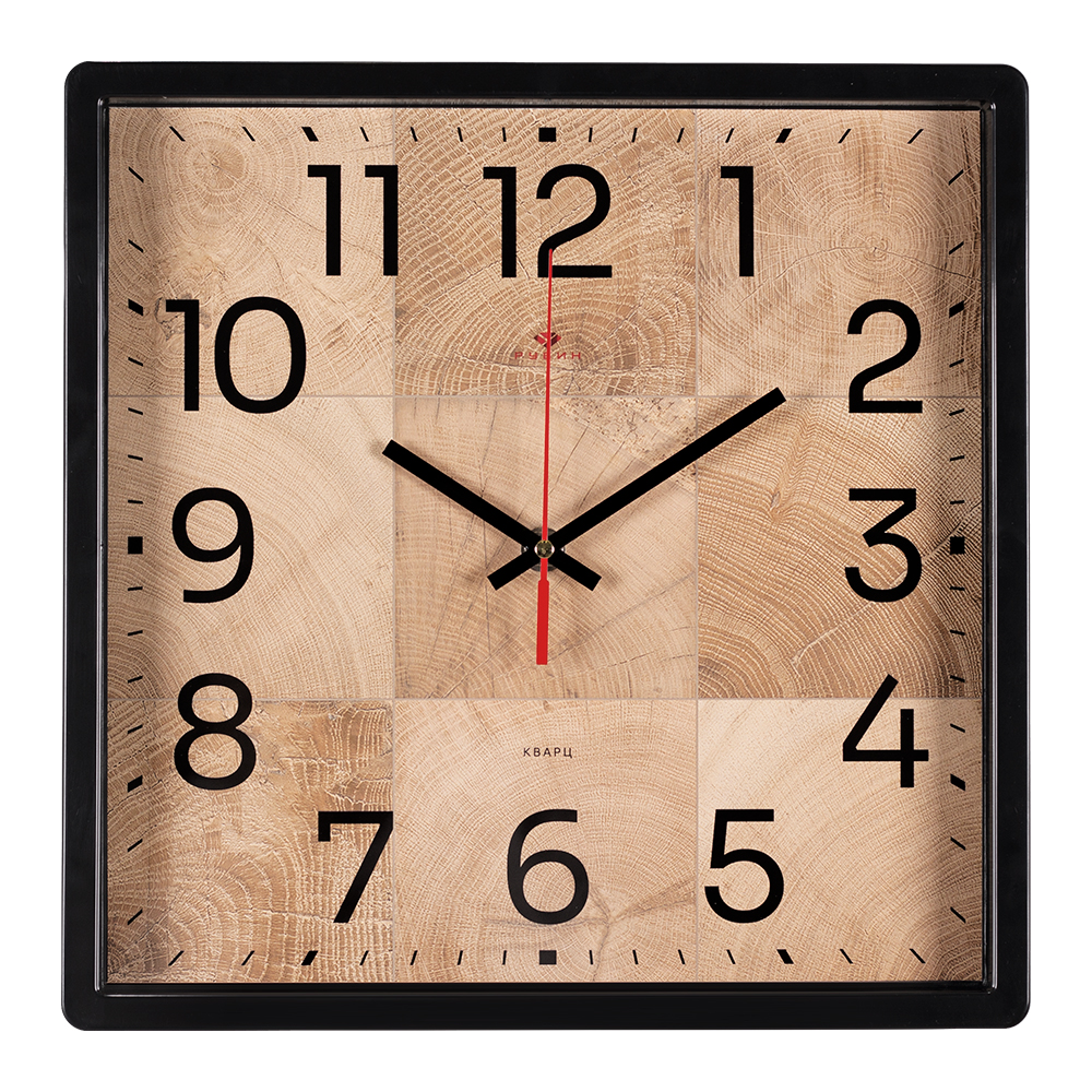 Часы настенные СН 3028 - 012 квадрат 30х30см, корпус черный "Фактура" (10)