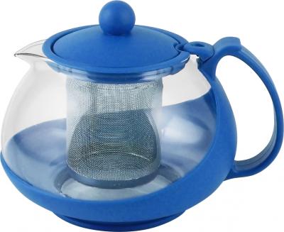 Чайник заварочный  IRIT KTZ-075-002  синий 0,75л (стекло, пластик корпус, стальн.ситечко)