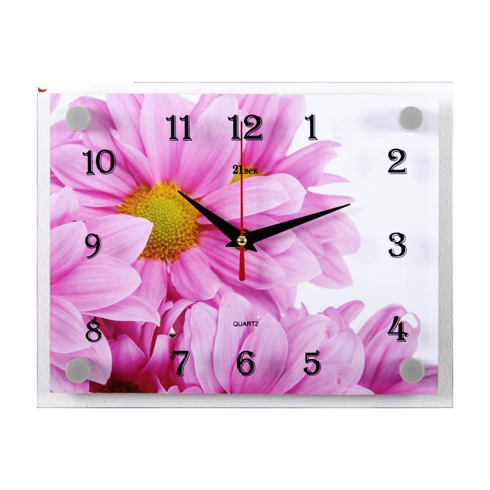 Часы настенные СН 2026 - 1232 Розовые хризантемы прямоуг (20х26) (10/уп)