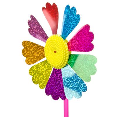 Игрушка ветряная вертушка "Летний цветок" ПВХ/пластик, 16,5х30см, 8 диз., 134-019