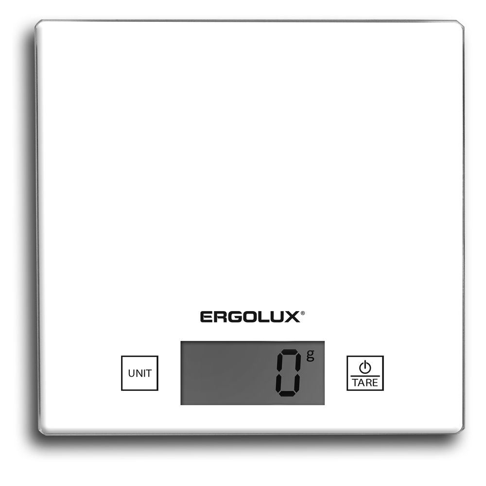 Весы кухонные ERGOLUX ELX-SK01-C01 белые (электронные, 5кг, 150х150мм)