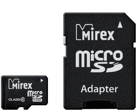 Пам.MicroSDHC, 4Gb Mirex (Class 10)  + переходник SD