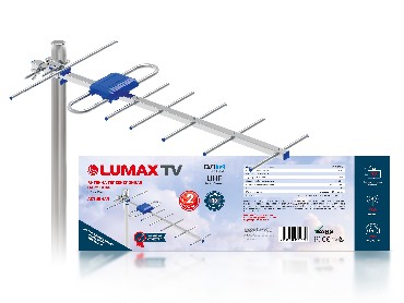 Антенна нар. Lumax DA2213A активная (DVB-T2/ДМВ, алюм+ABS-пластик, 25 дБ, пит 5В от ресив, пакет)