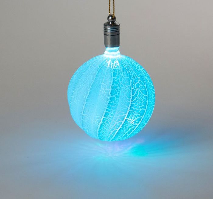 Игрушка световая "Елочный фонарик узоры краской" (батарейки в комплекте) 5 см, 1 LED, RGB, СИНИЙ