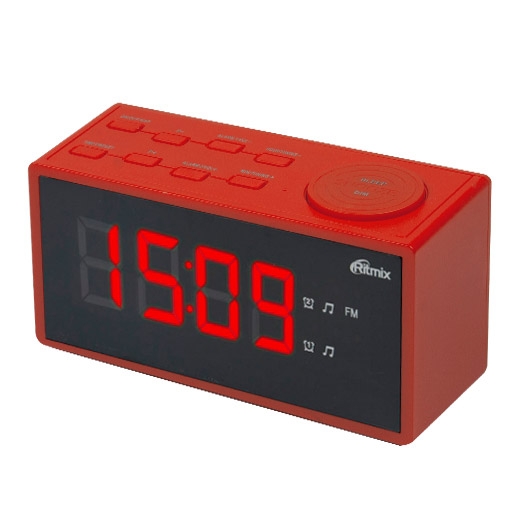 Радиобудильник Ritmix RRC-1212 RED (дисплей 3 см, расширенныйFM, Кварц.стабилизатор, 220В/батар)