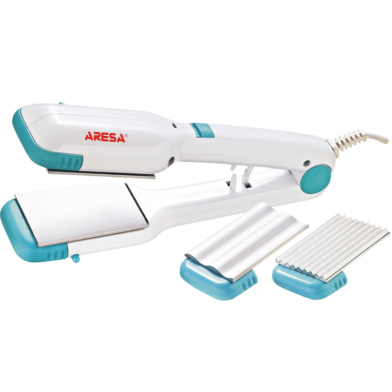 Щипцы для волос Aresa AR-3306 бел-изумр (30Вт, выпрямление+2 насадки гофре) 24/уп