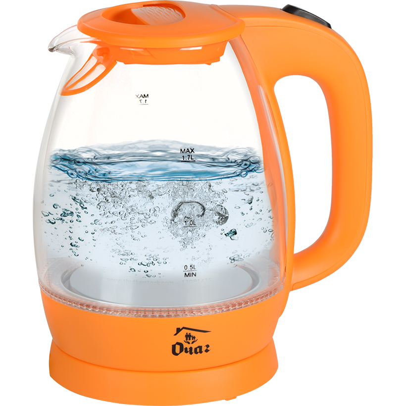 Чайник  ОЧАГ PR-1786-2 стекло, оранж (1,7л, 2,2кВт, подсветка) (6/уп)