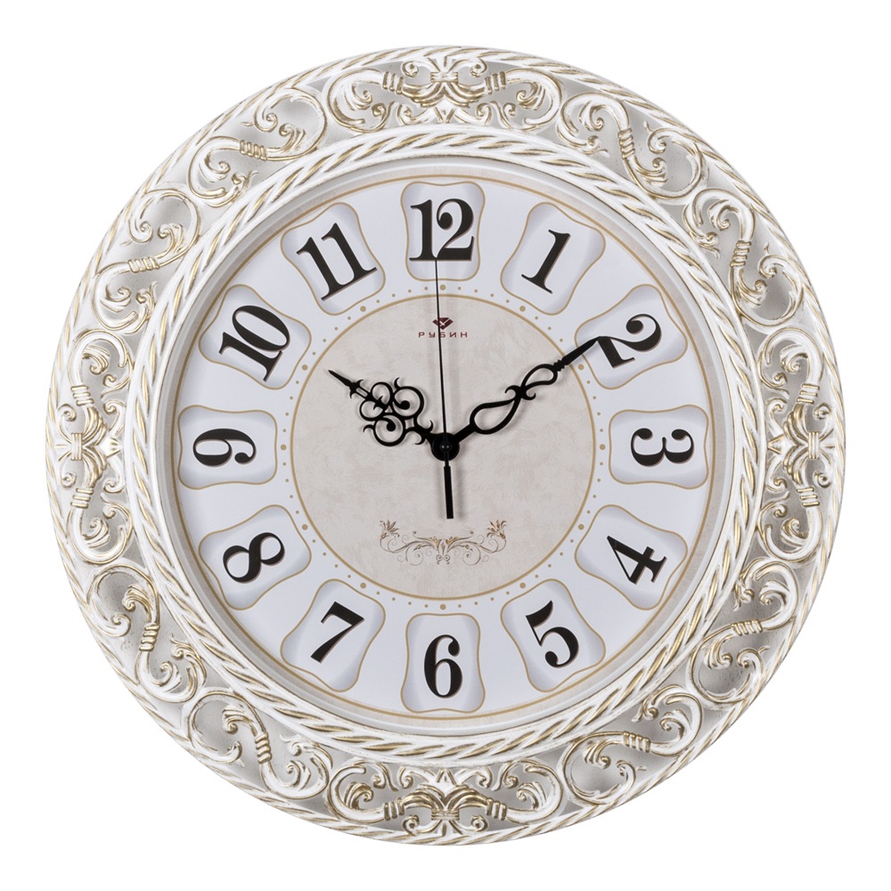 Часы настенные СН 4051 - 106 белый с золотом круглые 39,5см (5)