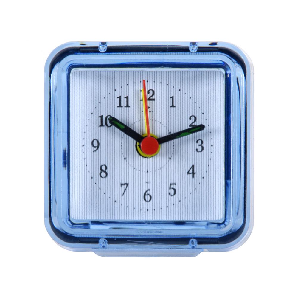 Часы будильник  B1-020 (7х7 см) синий в полоску