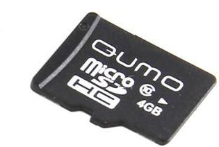 Пам.MicroSDHC, 4Gb QUMO (Class 10) + переходник SD, черная картон упаковка