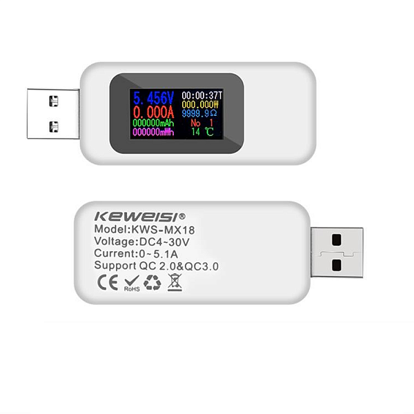 USB тестер KEWEISI KWS-MX18 белый
