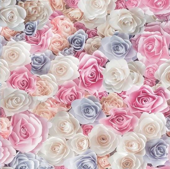 Клеенка GRACE ST1020 ткань с пвх покрытием,розы в сирен, роз и белых тонах, с тиснен, 1,37(+-3)х20м