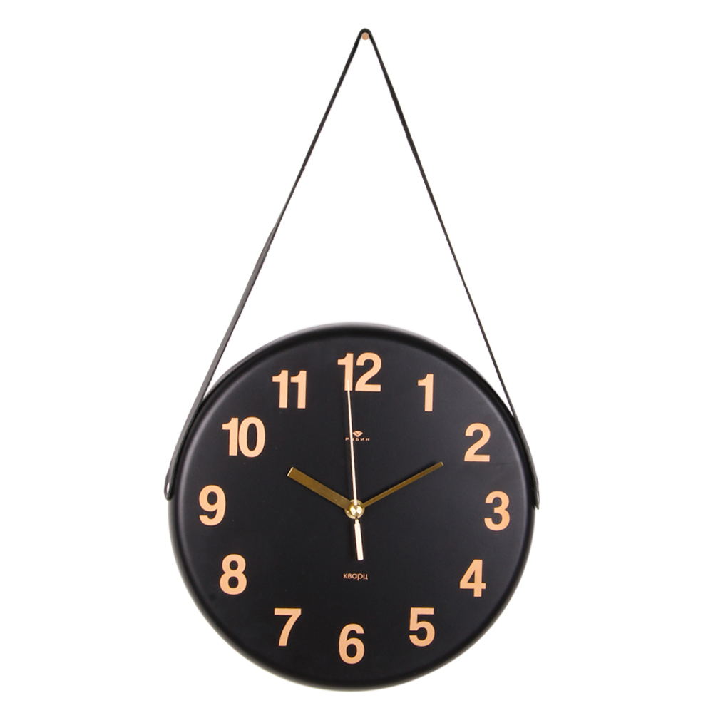 Часы настенные СН 2626 - 012 из металла с ремешком, d=27 см, черный "Классика" (10)