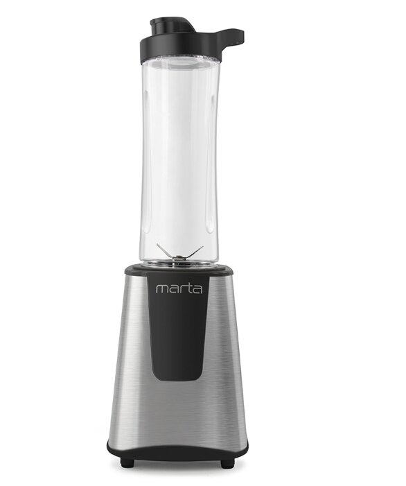 Блендер MARTA MT-1567 черный жемчуг (500 Вт, 600мл, дорожн бутылка с крышк, для смузи, спорт смеси)