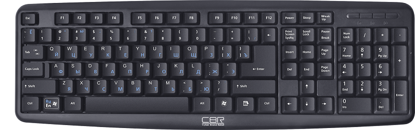 Клавиатура CBR KB 109 Black, 104 кл., офисн., переключение языка 1 кнопкой (софт), USB. Длина кабел