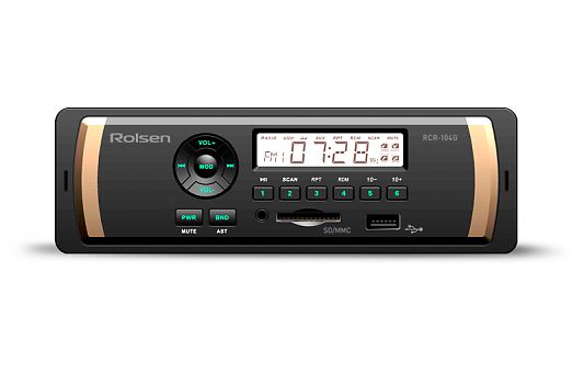 Авто магнитола  Rolsen RCR-104B (USB/SD/MMC MP3 4*45Вт 18FM син подсв)