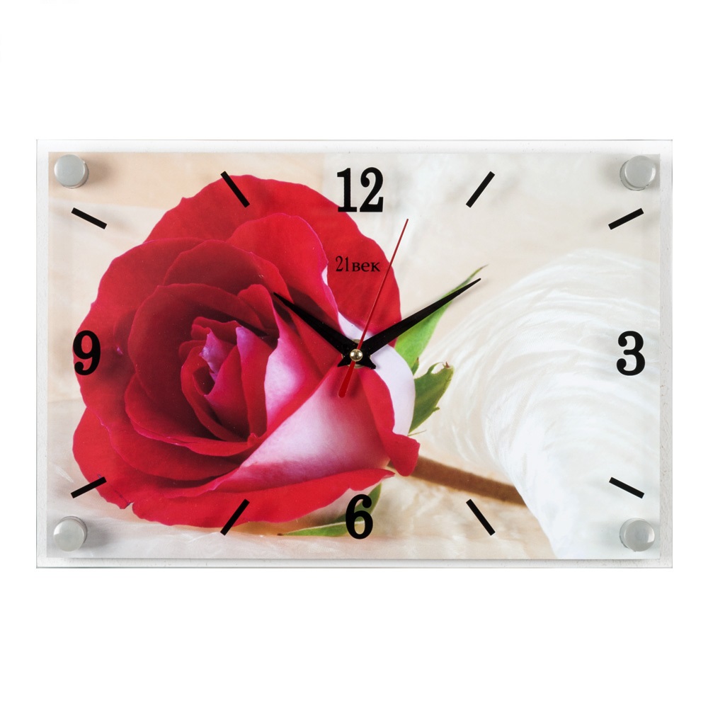 Часы настенные СН 2030 - 07 Красная роза прямоуг (33х23) (10)