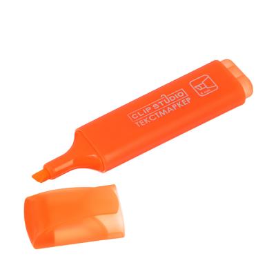 Маркер-выделитель оранжевый, плоский корпус, скошенный наконечник, линия 4мм 12шт/уп