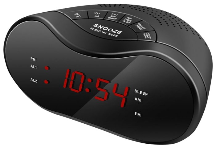 Радиочасы Hyundai H-RCL160 черный LED подсв:красная часы:цифровые AM/FM