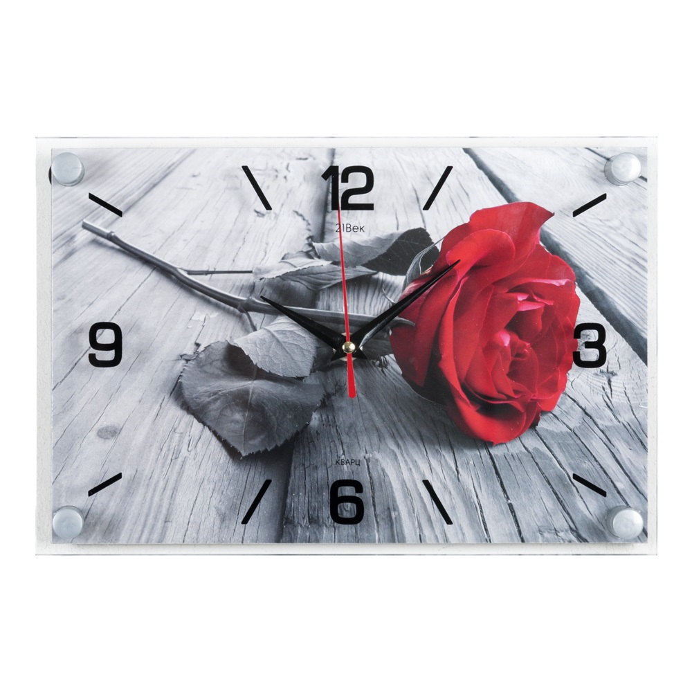 Часы настенные СН 2030 - 24 Красная роза прямоуг (33х23) (10)