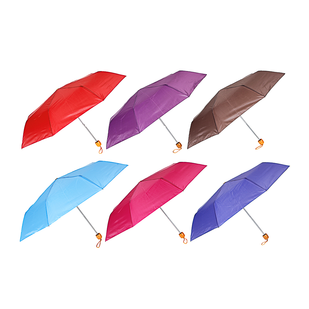 Зонт женский, механика, металл, пластик, полиэстер, 55см, 8 спиц, 6 цветов, 3375S