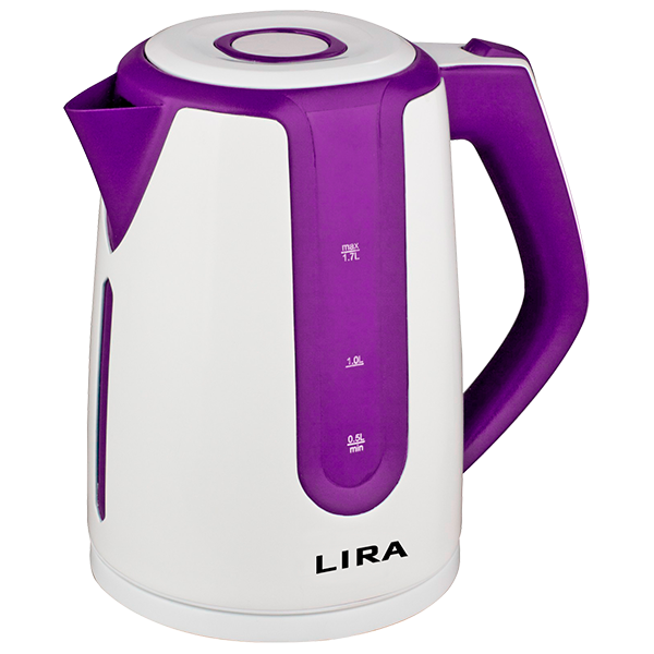 Чайник LIRA LR 0103 бело-фиолет (диск, пластиковый корпус, объем 1.7л, 2200Вт) уп.12шт