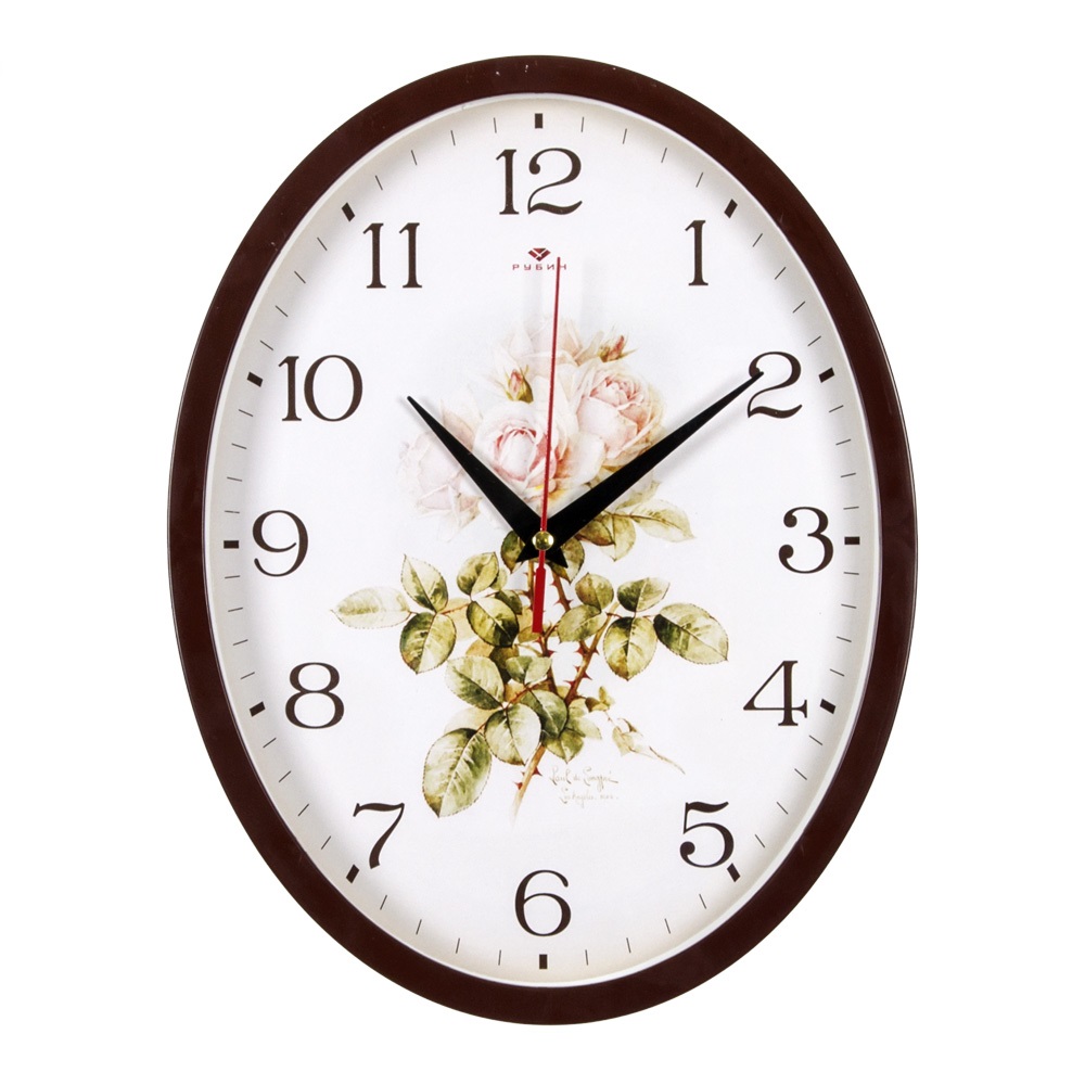 Часы настенные СН 2720 - 111 коричнев овал Ретро цветы (22,5х29) (10)